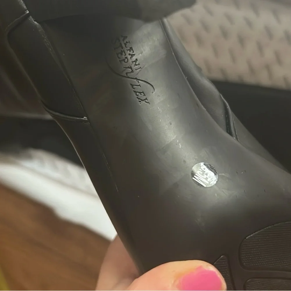 Alfani Step N Flex Elegant Black Knee-High Tall Black Faux Leather Boots NIB